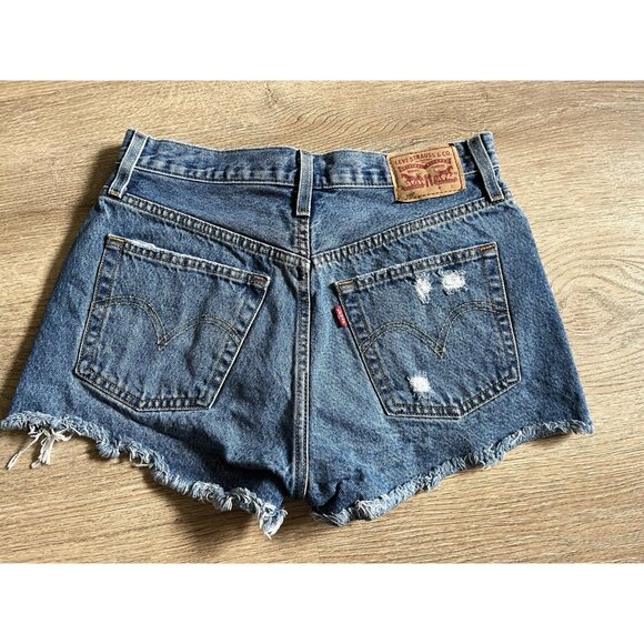 Levi's Pants - Levi's Jean Shorts Women's 501 Denim Blue Cutoff Button Fly Short Distressed 28